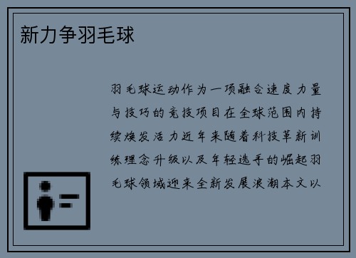 新力争羽毛球
