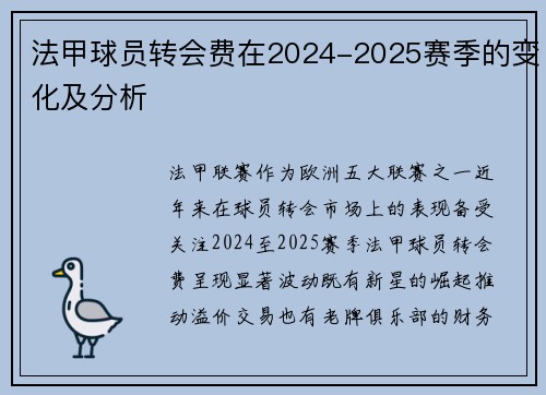 法甲球员转会费在2024-2025赛季的变化及分析